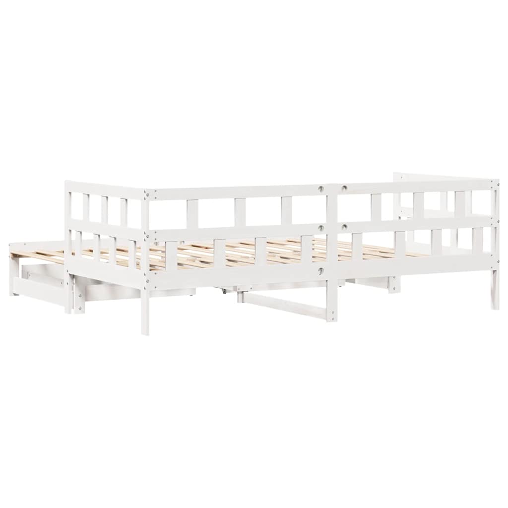 fehér kihúzható heverő fiókokkal matrac nélkül 90 x 200 cm