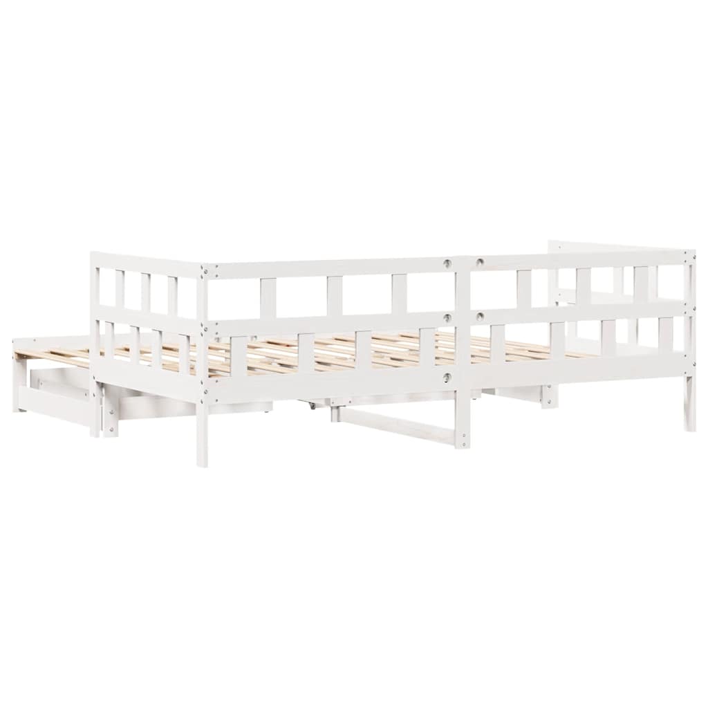 fehér kihúzható heverő fiókokkal matrac nélkül 80 x 200 cm