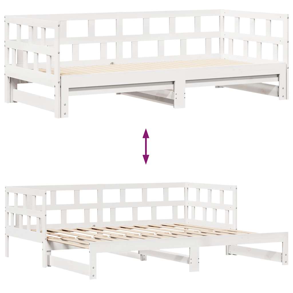 fehér kihúzható heverő fiókokkal matrac nélkül 80 x 200 cm