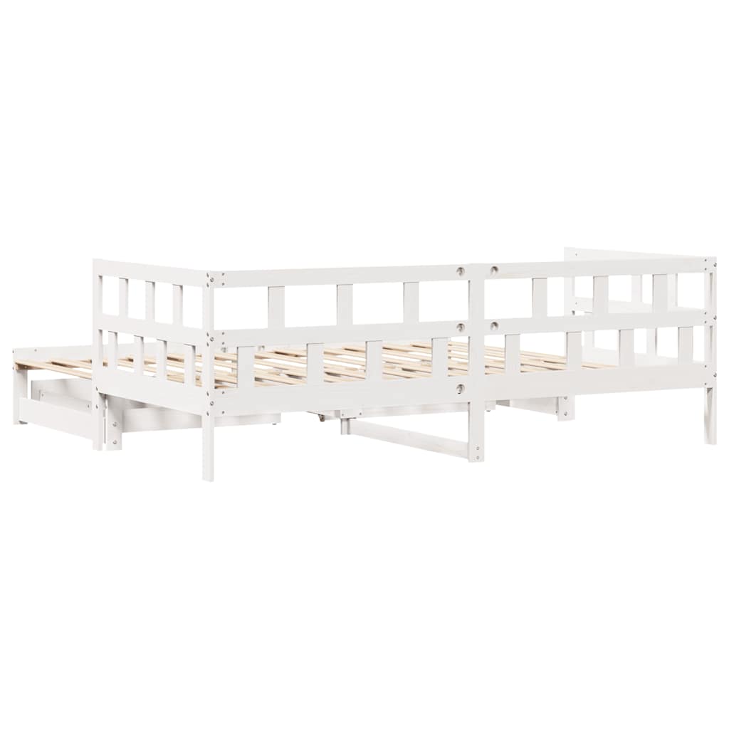 fehér kihúzható heverő fiókokkal matrac nélkül 90 x 190 cm