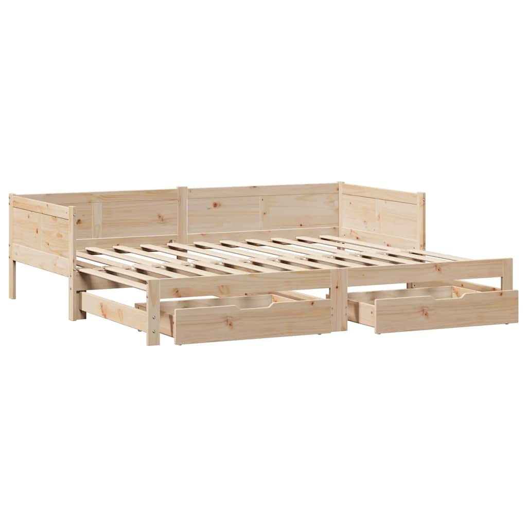 kihúzható heverő fiókokkal matrac nélkül 90 x 190 cm