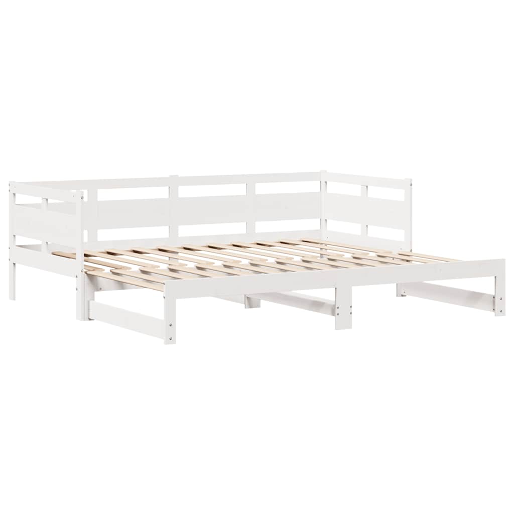 fehér kihúzható heverő fiókokkal matrac nélkül 90 x 200 cm