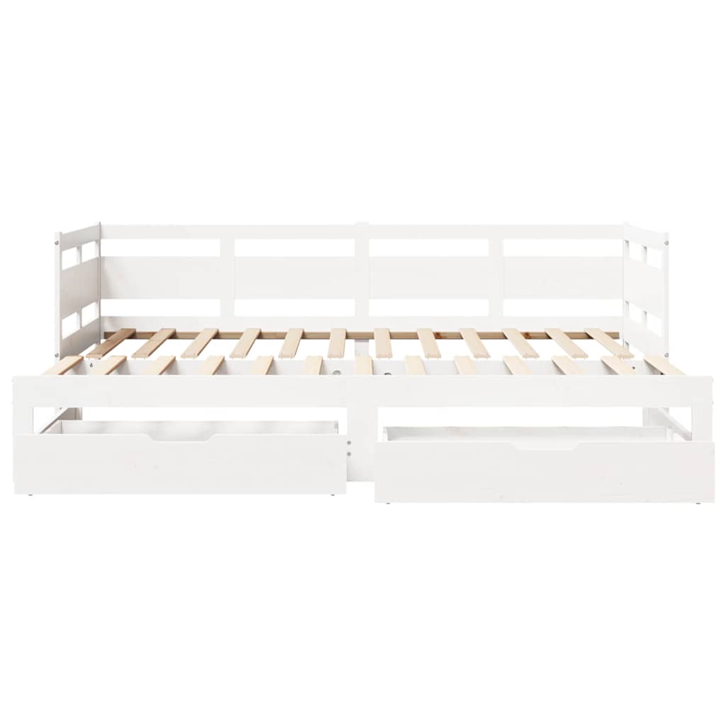 fehér kihúzható heverő fiókokkal matrac nélkül 80 x 200 cm