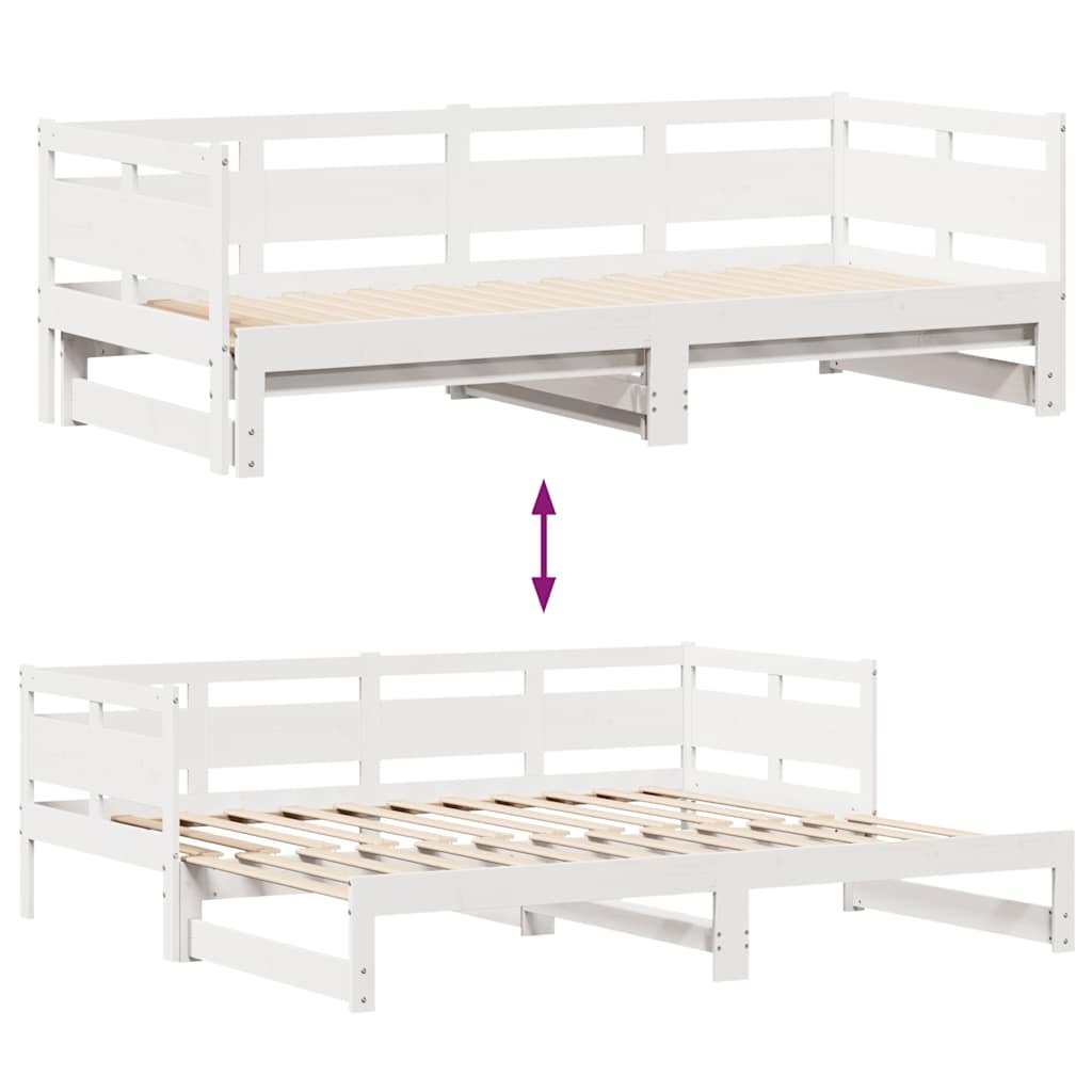 fehér kihúzható heverő fiókokkal matrac nélkül 80 x 200 cm