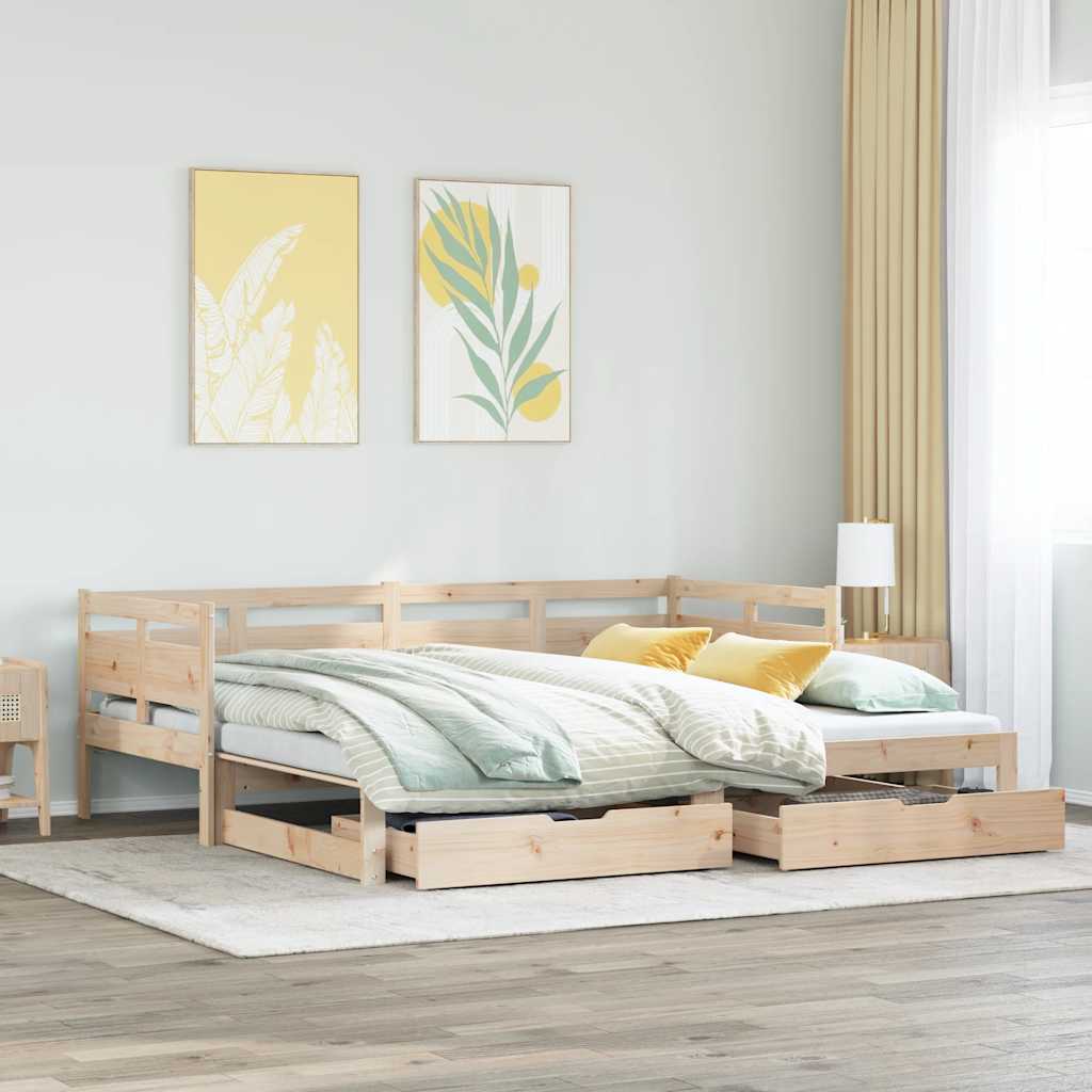 kihúzható heverő fiókokkal matrac nélkül 90 x 190 cm