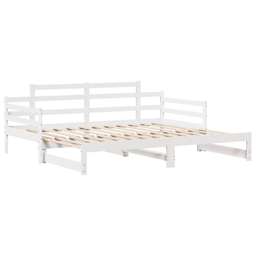 fehér kihúzható heverő fiókokkal matrac nélkül 90 x 200 cm