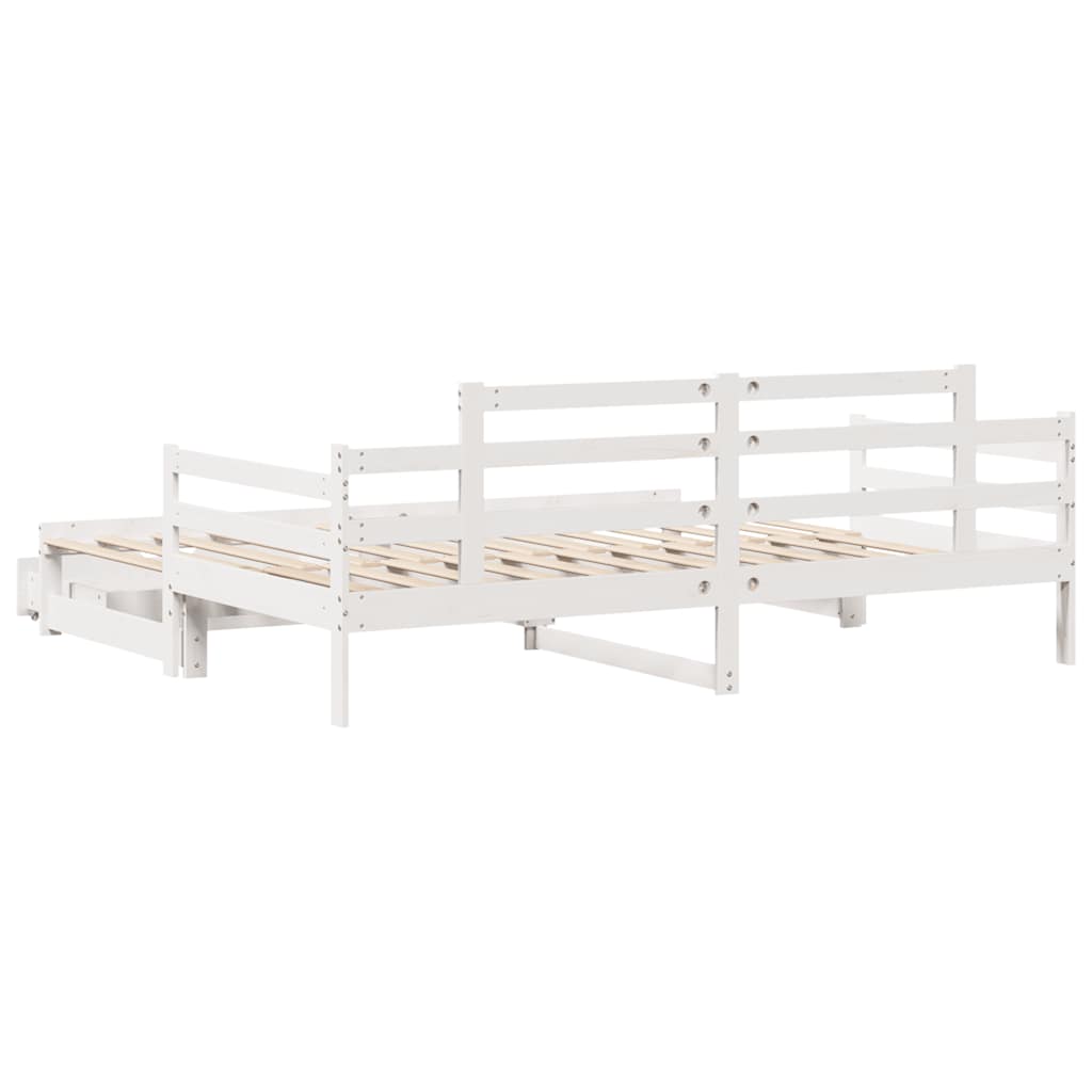 fehér kihúzható heverő fiókokkal matrac nélkül 90 x 200 cm