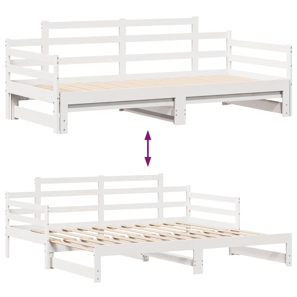 fehér kihúzható heverő fiókokkal matrac nélkül 90 x 200 cm