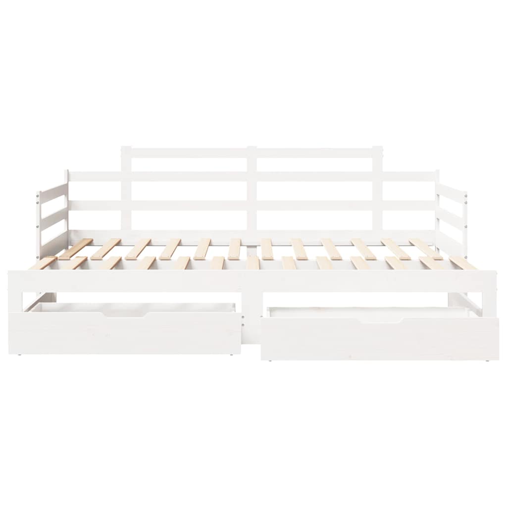 fehér kihúzható heverő fiókokkal matrac nélkül 80 x 200 cm