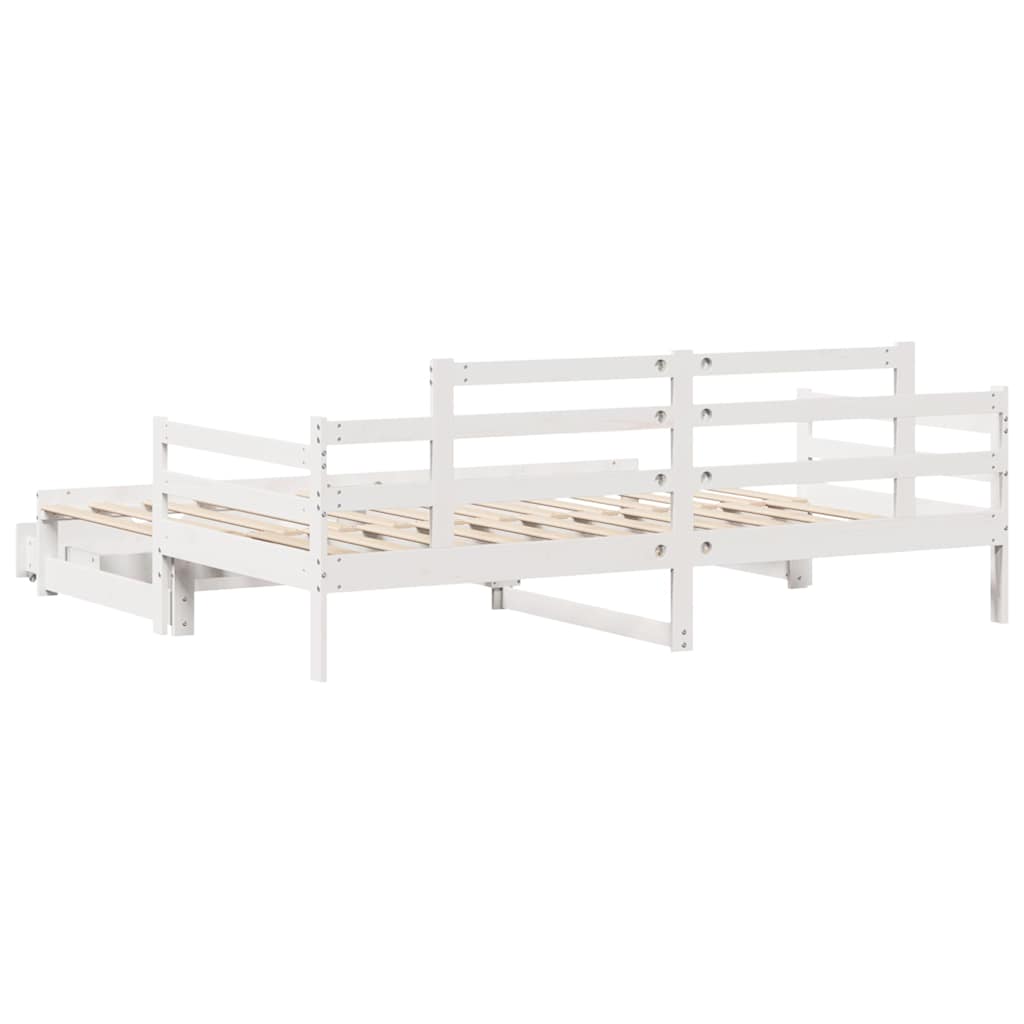 fehér kihúzható heverő fiókokkal matrac nélkül 80 x 200 cm