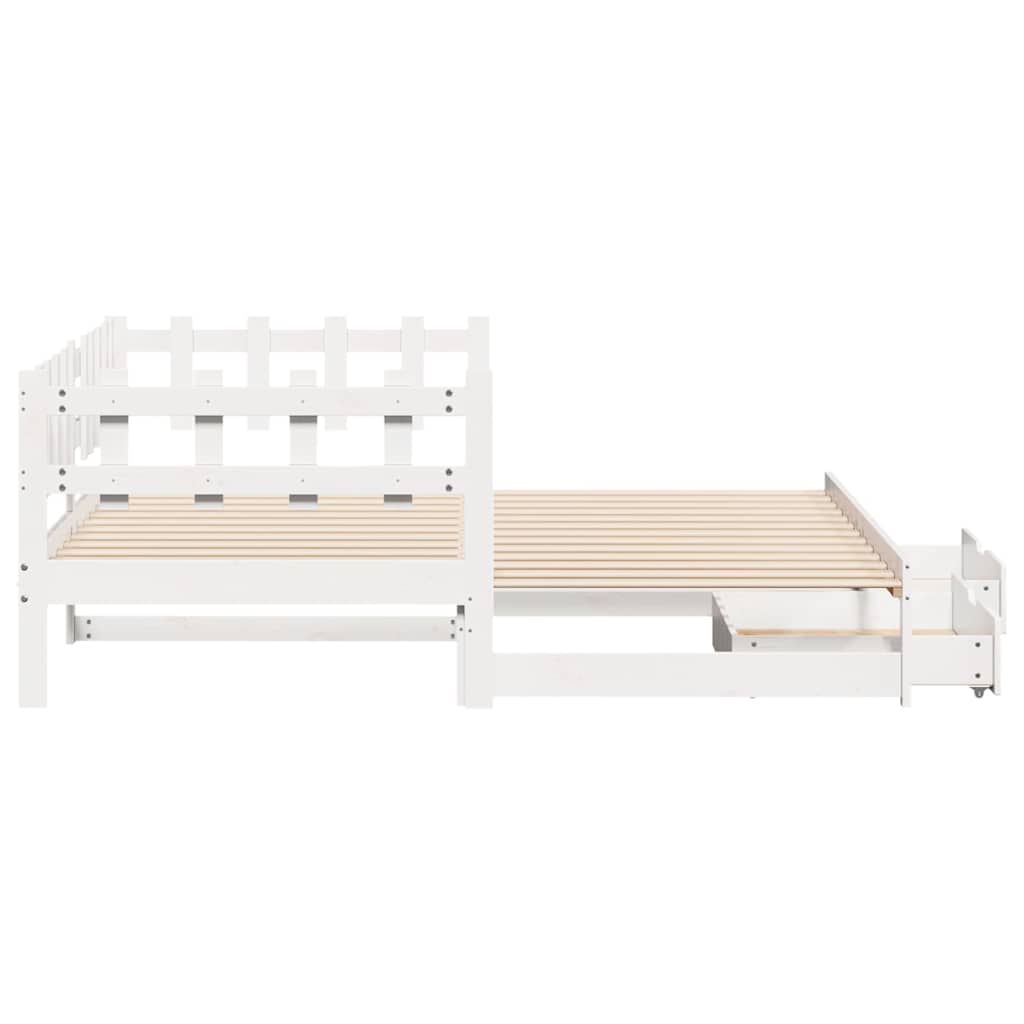 fehér kihúzható heverő fiókokkal matrac nélkül 80 x 200 cm