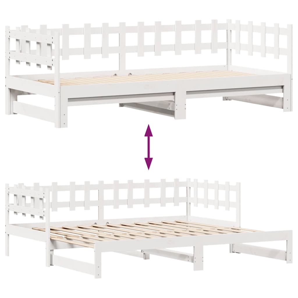 fehér kihúzható heverő fiókokkal matrac nélkül 80 x 200 cm