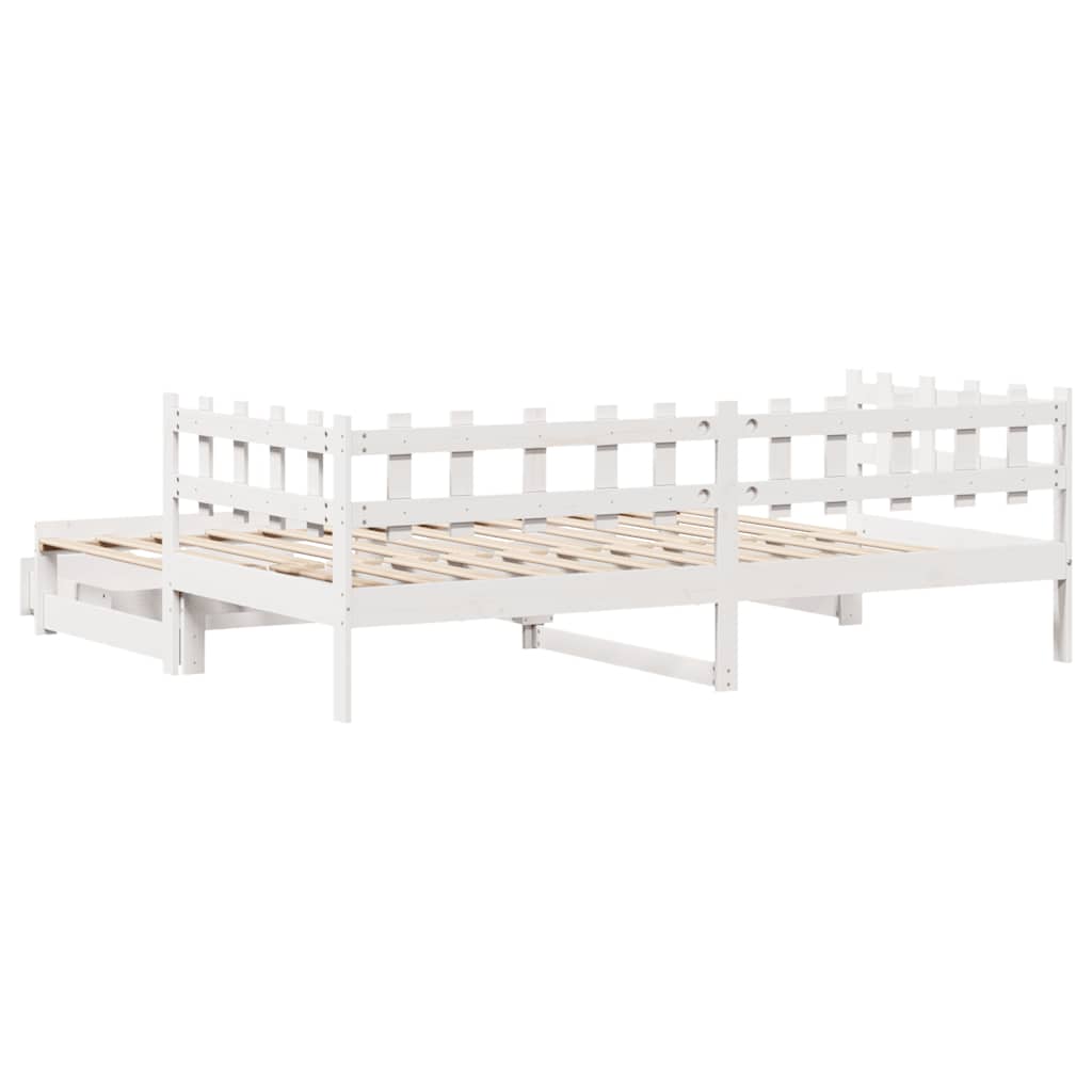 fehér kihúzható heverő fiókokkal matrac nélkül 90 x 200 cm