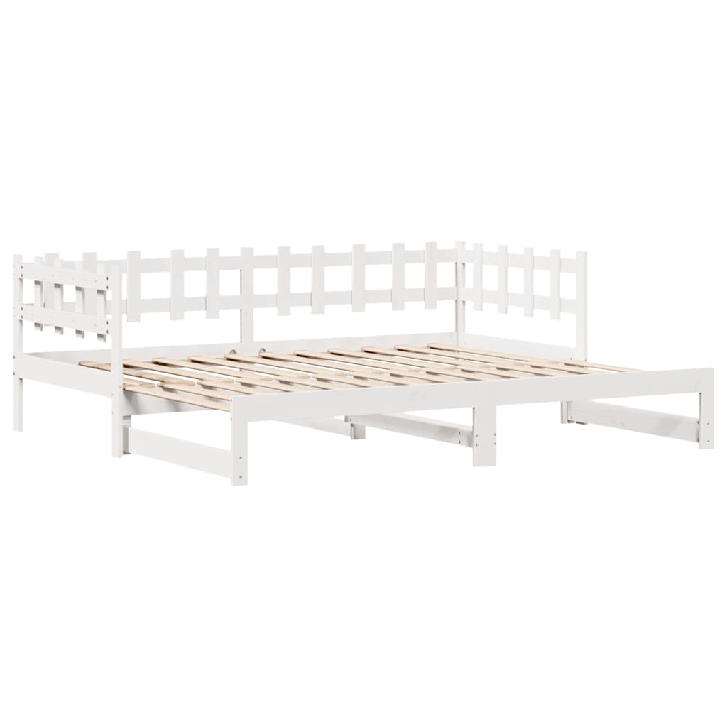 fehér kihúzható heverő fiókokkal matrac nélkül 90 x 190 cm