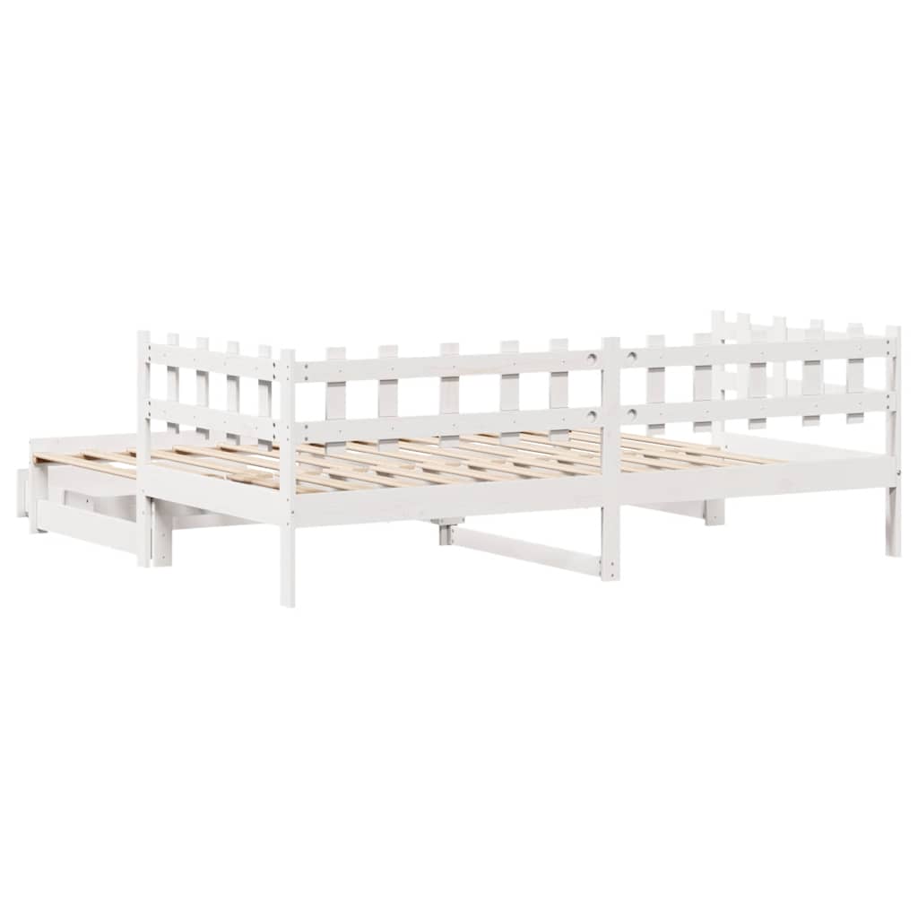fehér kihúzható heverő fiókokkal matrac nélkül 90 x 190 cm