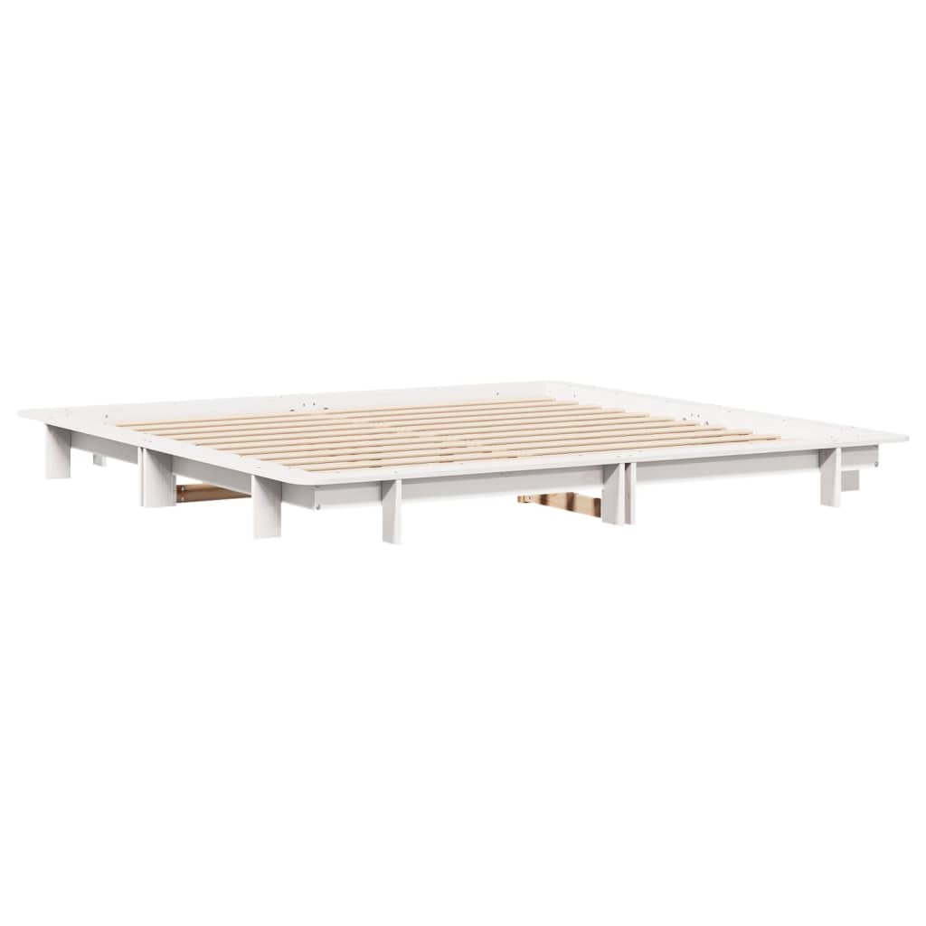 fehér tömör fenyőfa ágy matrac nélkül 200 x 200 cm