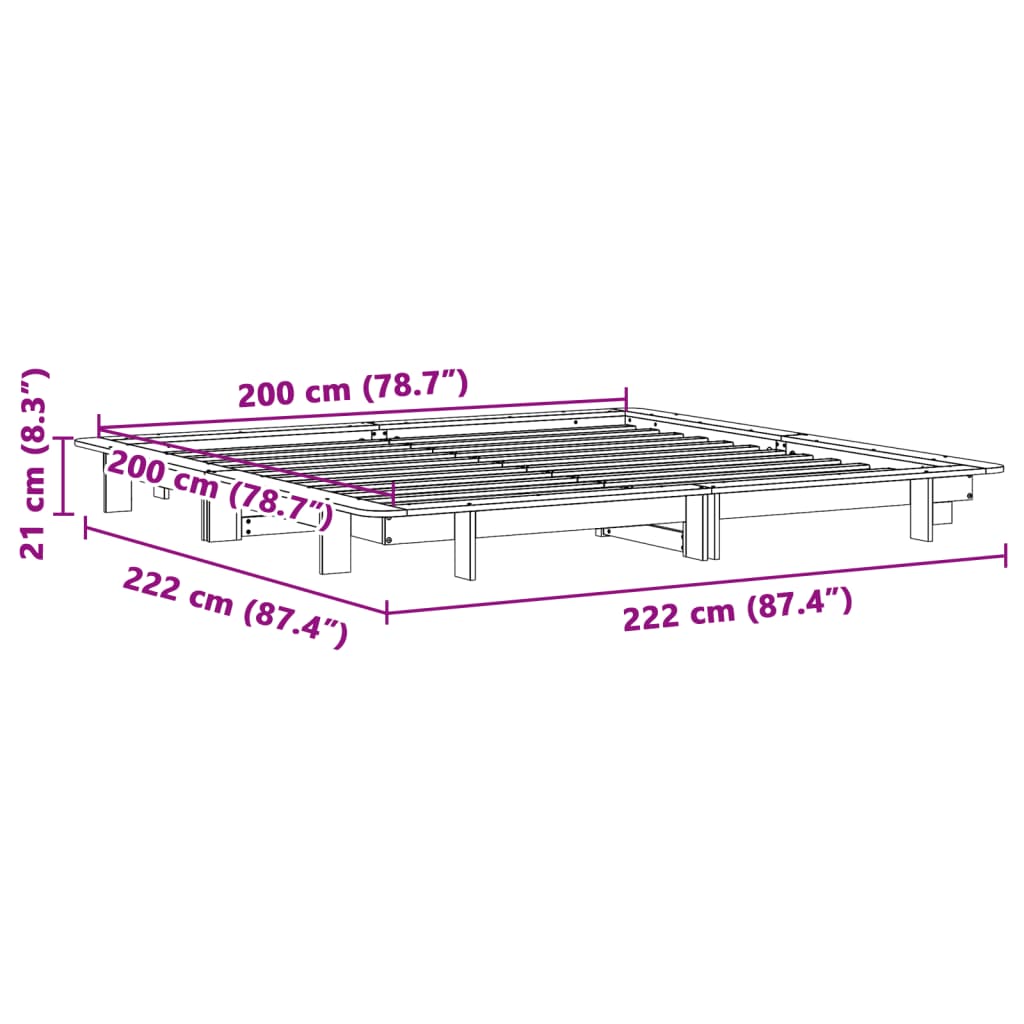 fehér tömör fenyőfa ágy matrac nélkül 200 x 200 cm