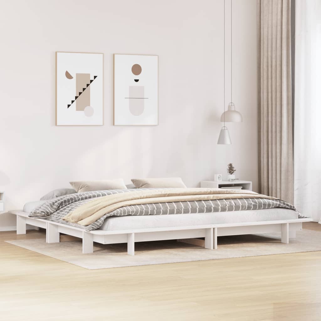 fehér tömör fenyőfa ágy matrac nélkül 200 x 200 cm