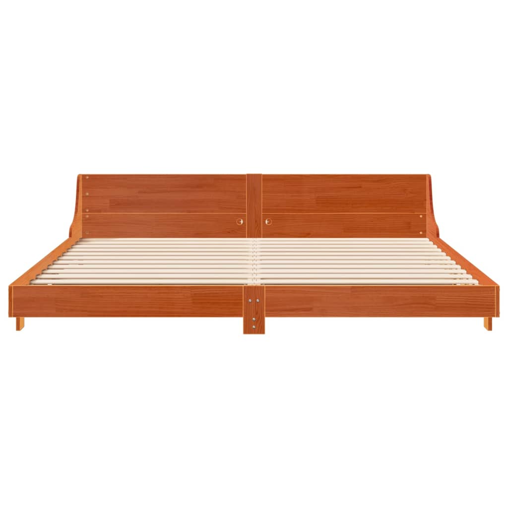viaszbarna tömör fenyőfa ágy matrac nélkül 200 x 200 cm