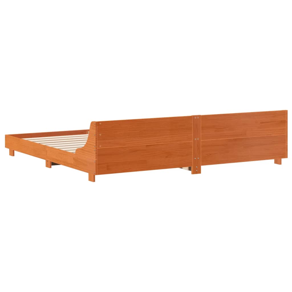viaszbarna tömör fenyőfa ágy matrac nélkül 200 x 200 cm