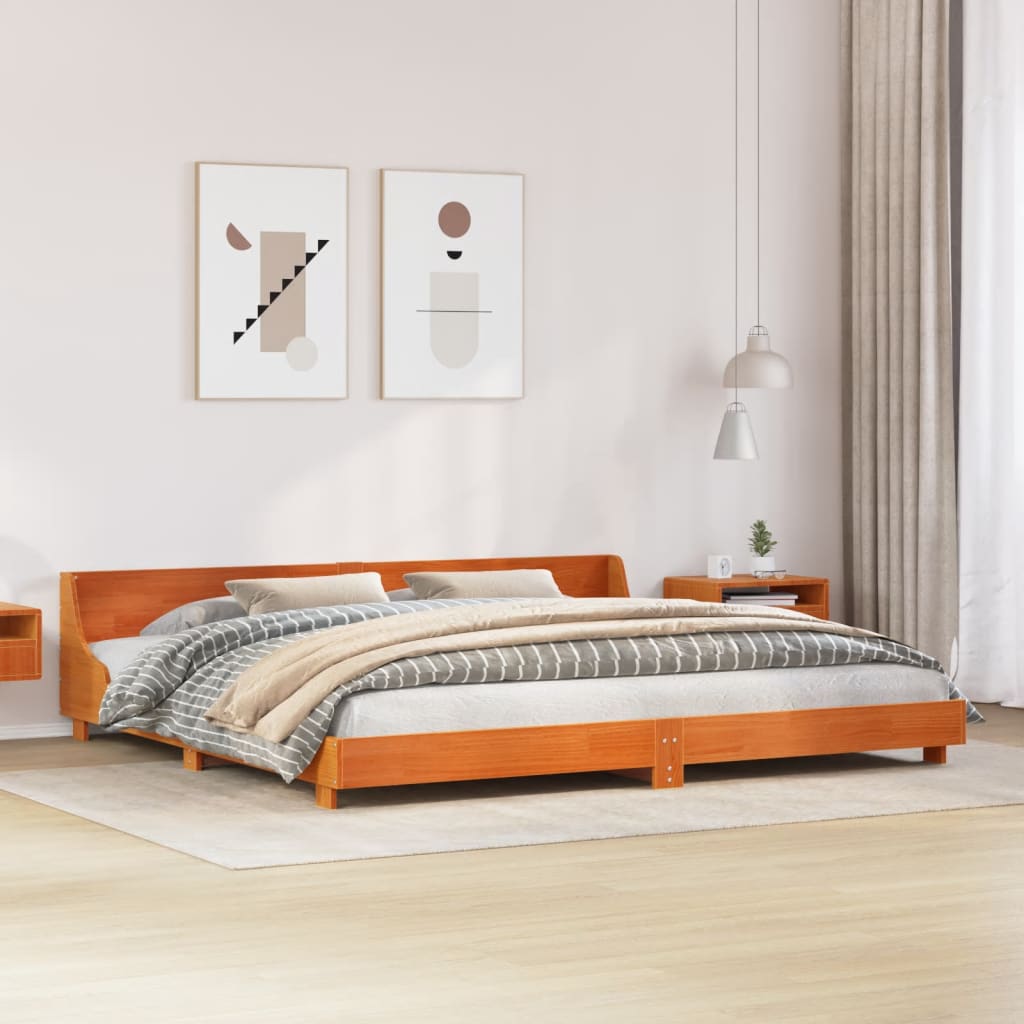 viaszbarna tömör fenyőfa ágy matrac nélkül 200 x 200 cm