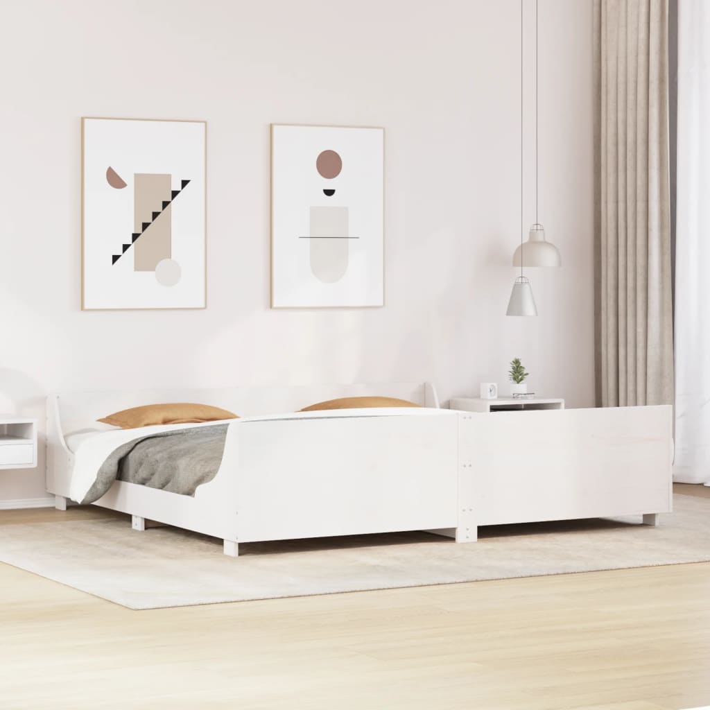 fehér tömör fenyőfa ágy matrac nélkül 200 x 200 cm
