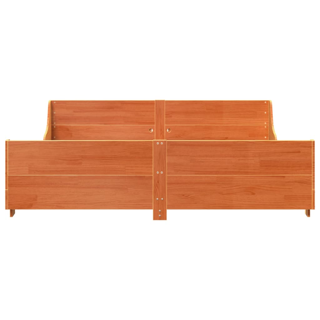 viaszbarna tömör fenyőfa ágy matrac nélkül 200 x 200 cm