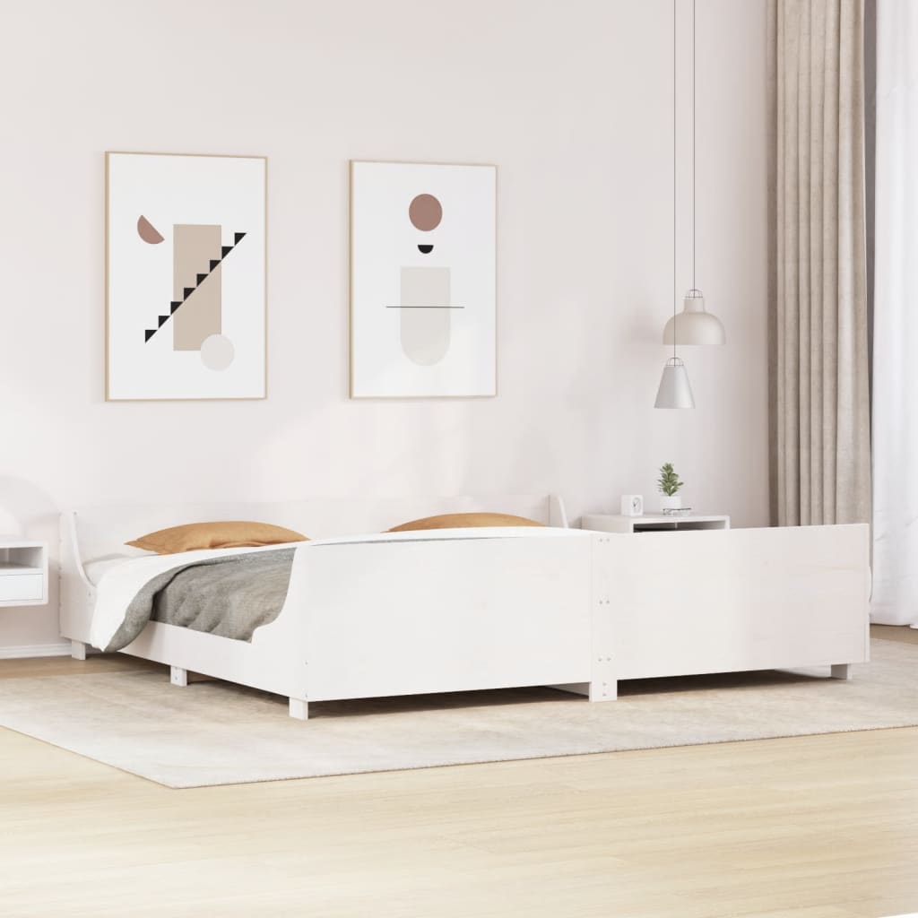 fehér tömör fenyőfa ágy matrac nélkül 180 x 200 cm