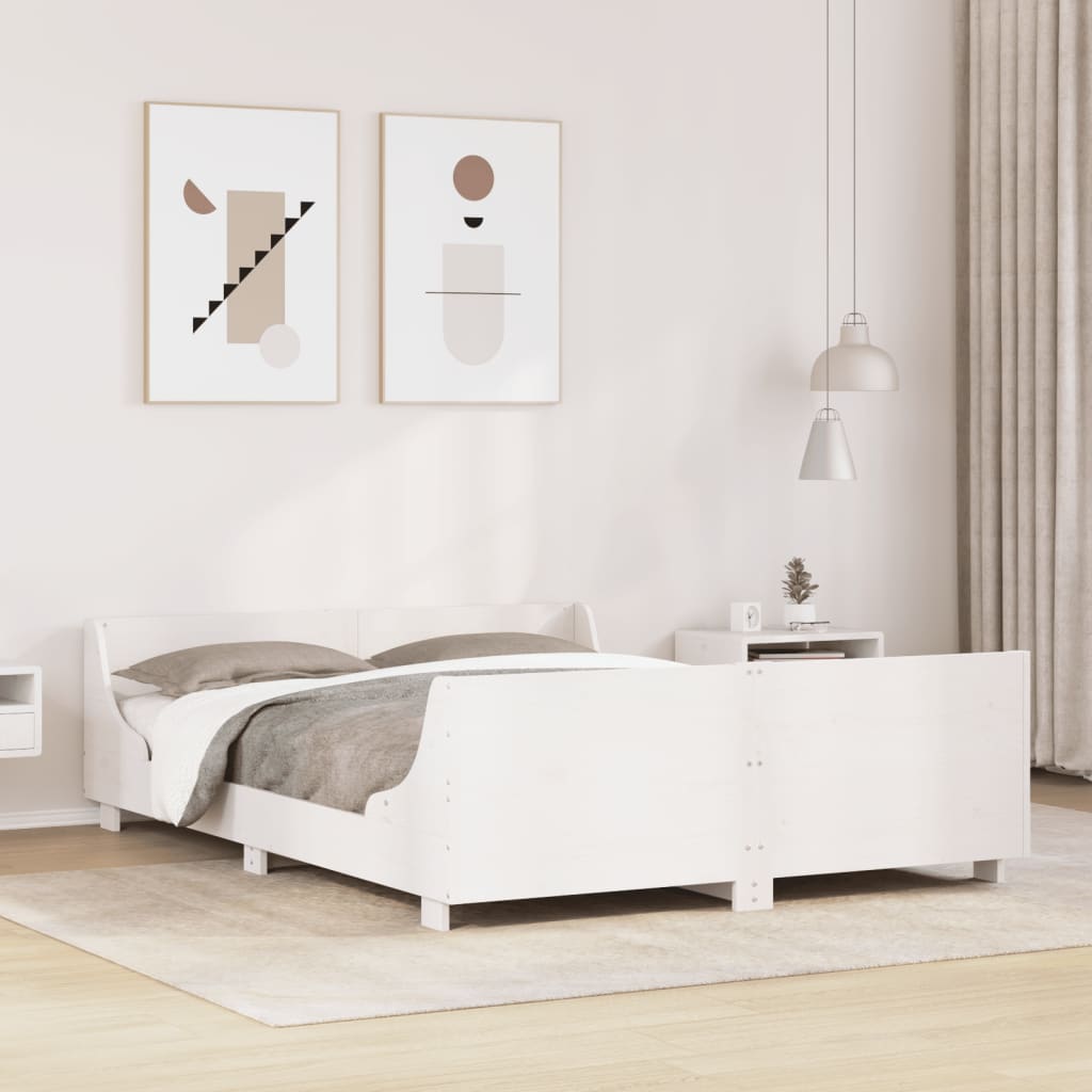 fehér tömör fenyőfa ágy matrac nélkül 150 x 200 cm