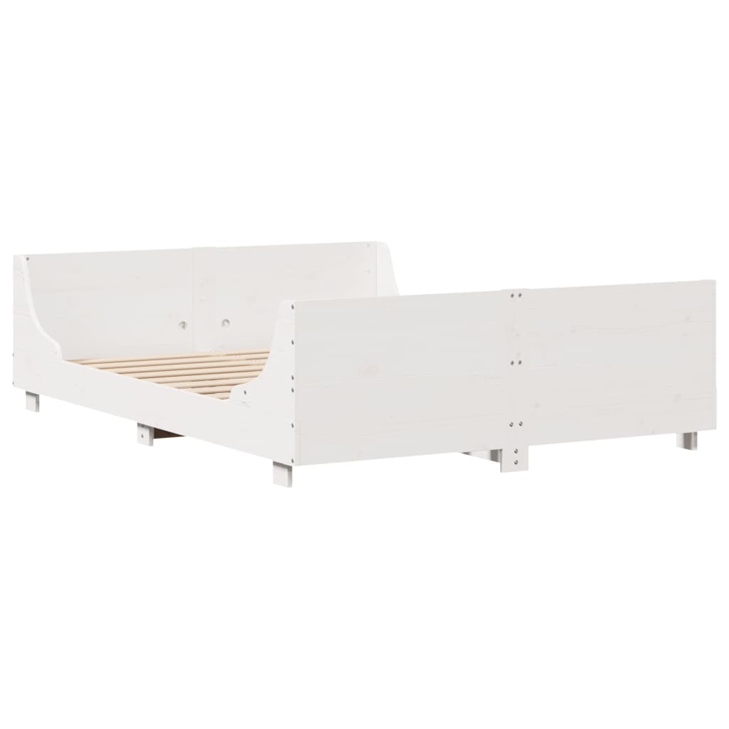 fehér tömör fenyőfa ágy matrac nélkül 135 x 190 cm