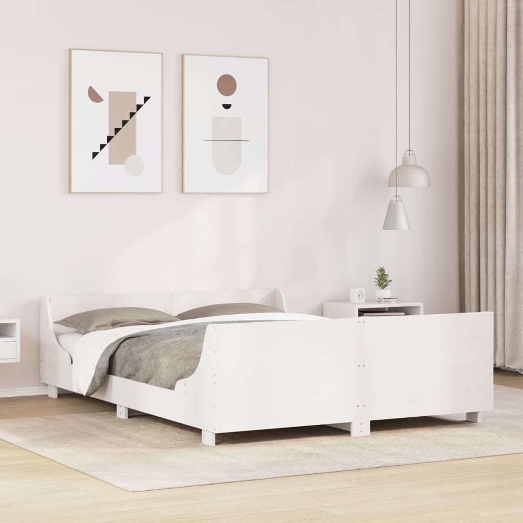 fehér tömör fenyőfa ágy matrac nélkül 135 x 190 cm