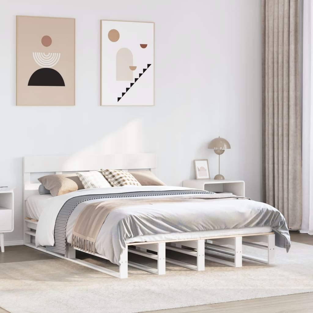 fehér tömör fenyőfa ágy matrac nélkül 140 x 200 cm