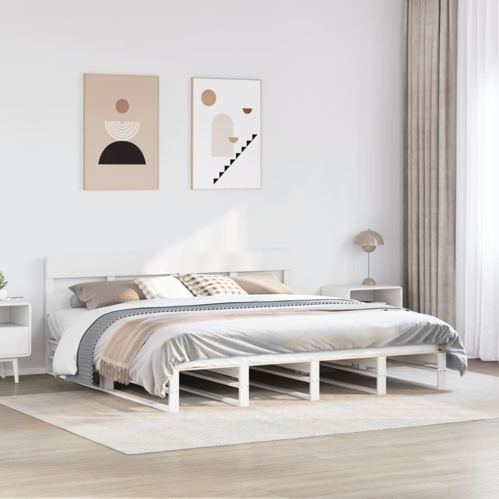 fehér tömör fenyőfa ágy matrac nélkül 180 x 200 cm