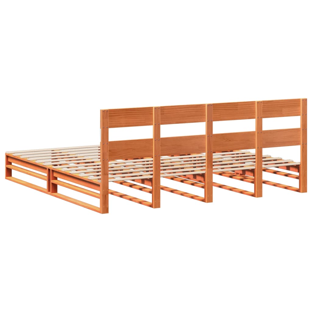 viaszbarna tömör fenyőfa ágy matrac nélkül 200 x 200 cm