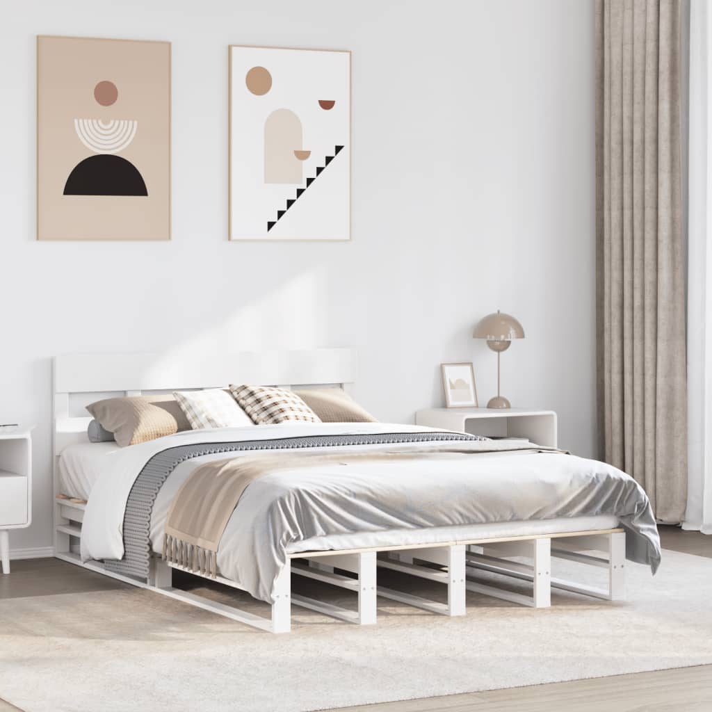 fehér tömör fenyőfa ágy matrac nélkül 120 x 190 cm