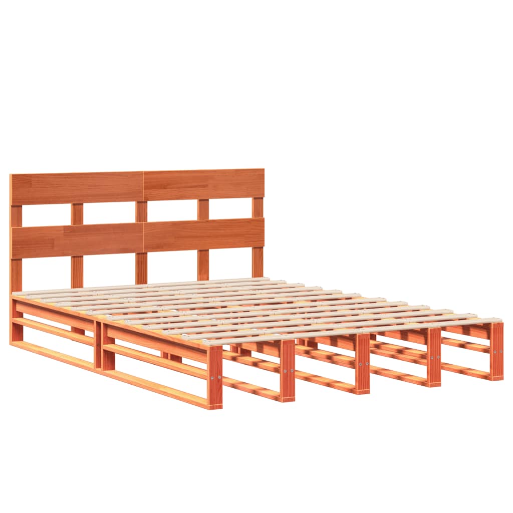 viaszbarna tömör fenyőfa ágy matrac nélkül 120 x 190 cm