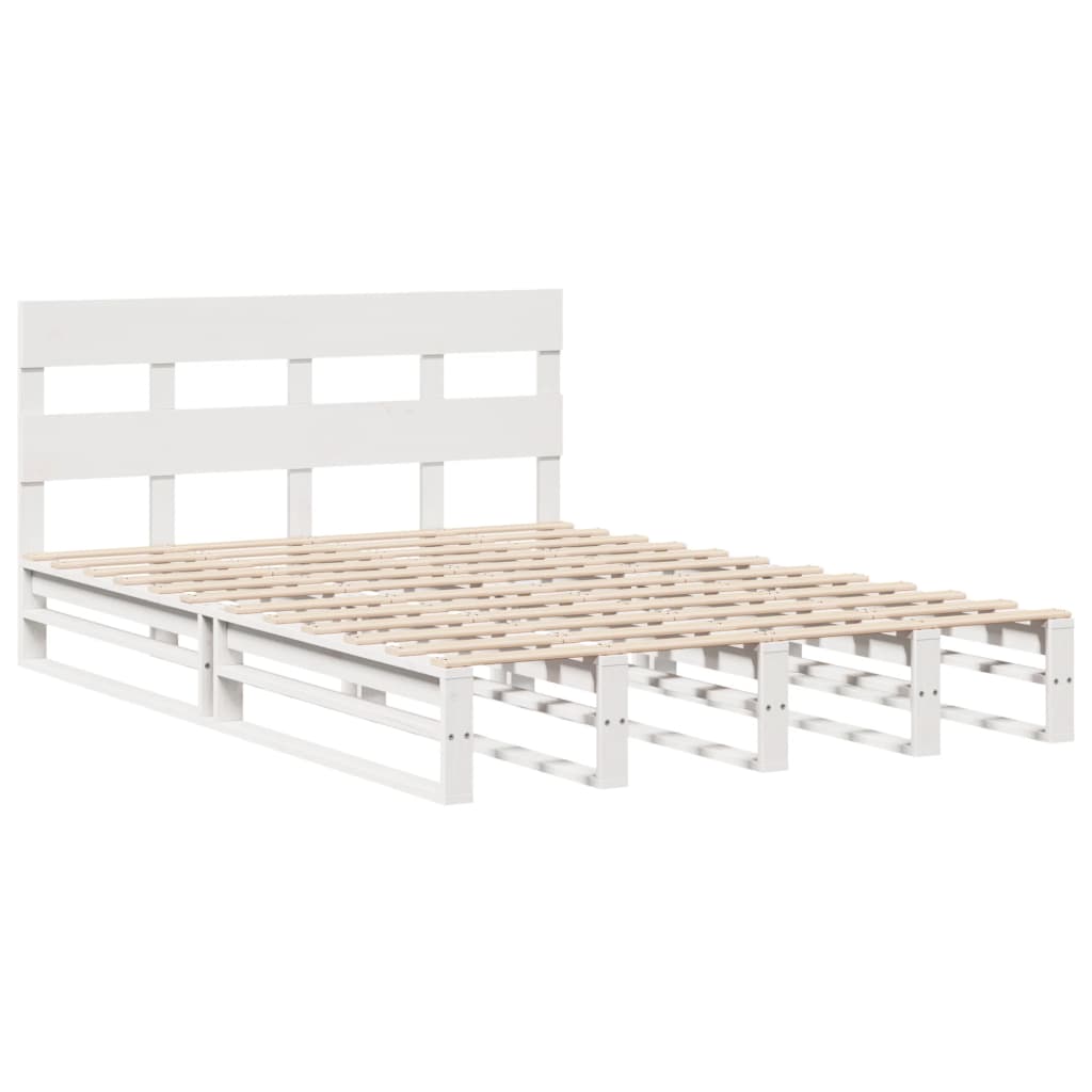 fehér tömör fenyőfa ágy matrac nélkül 135 x 190 cm