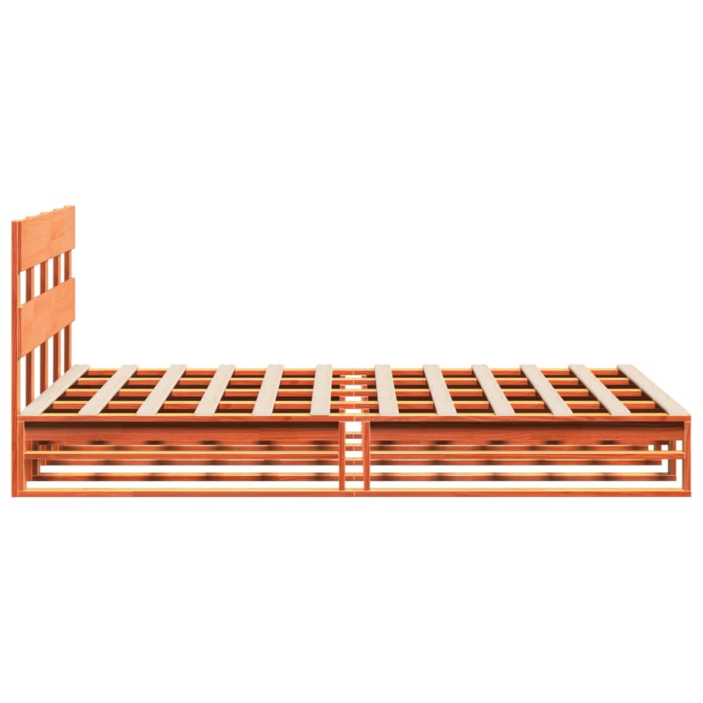 viaszbarna tömör fenyőfa ágy matrac nélkül 135 x 190 cm