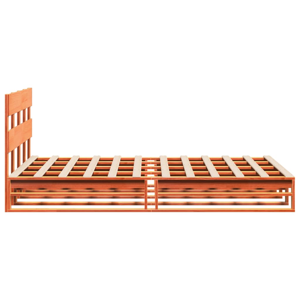 viaszbarna tömör fenyőfa ágy matrac nélkül 140 x 190 cm