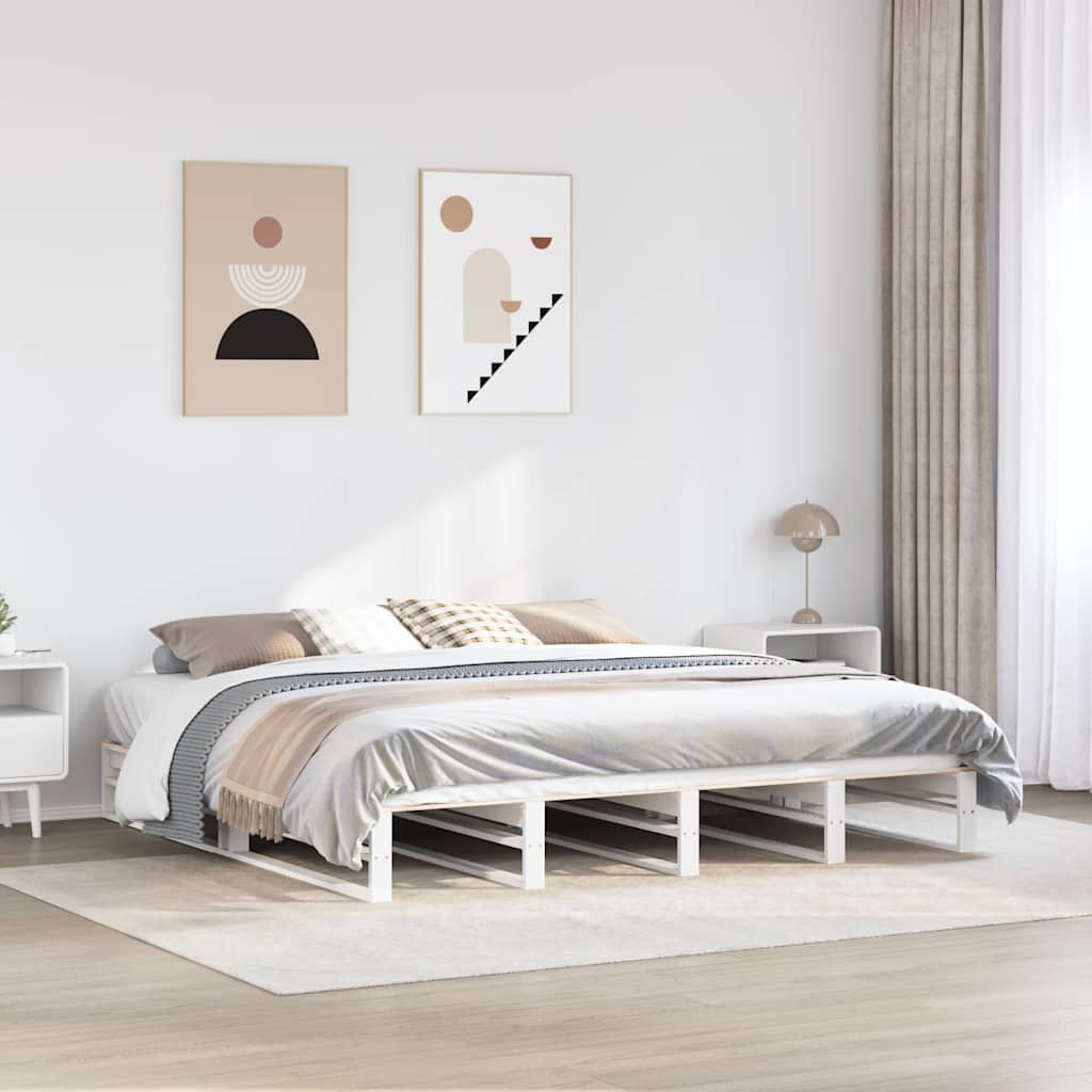 fehér tömör fenyőfa ágy matrac nélkül 200 x 200 cm