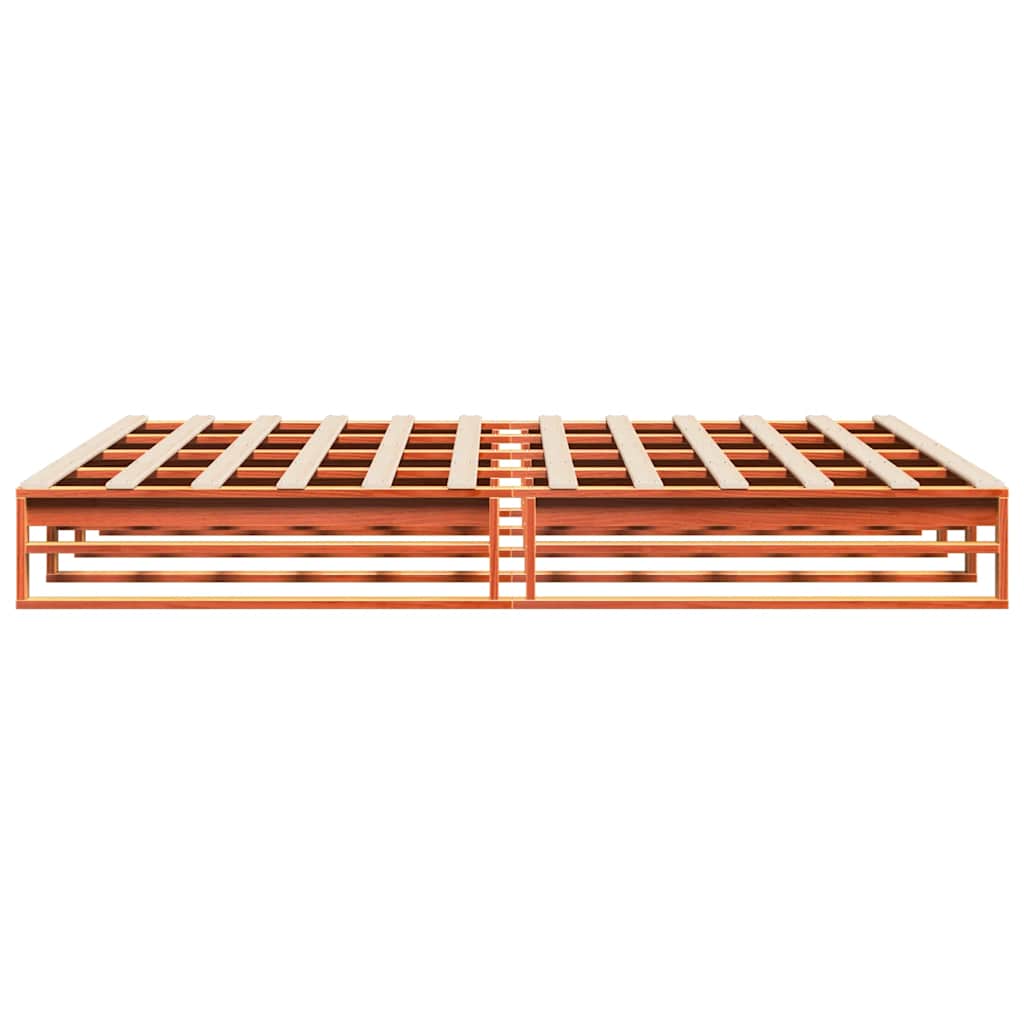 viaszbarna tömör fenyőfa ágy matrac nélkül 200 x 200 cm