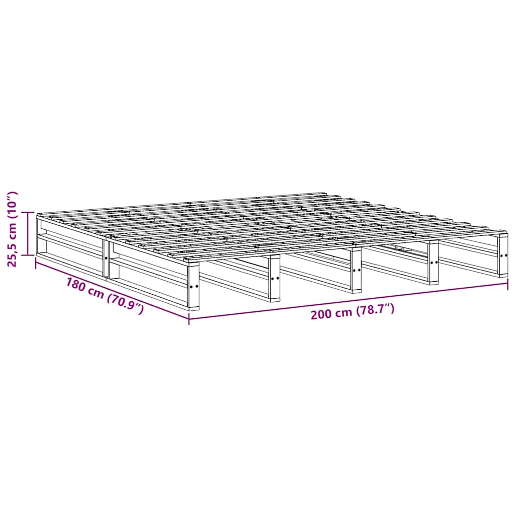 viaszbarna tömör fenyőfa ágy matrac nélkül 200 x 200 cm