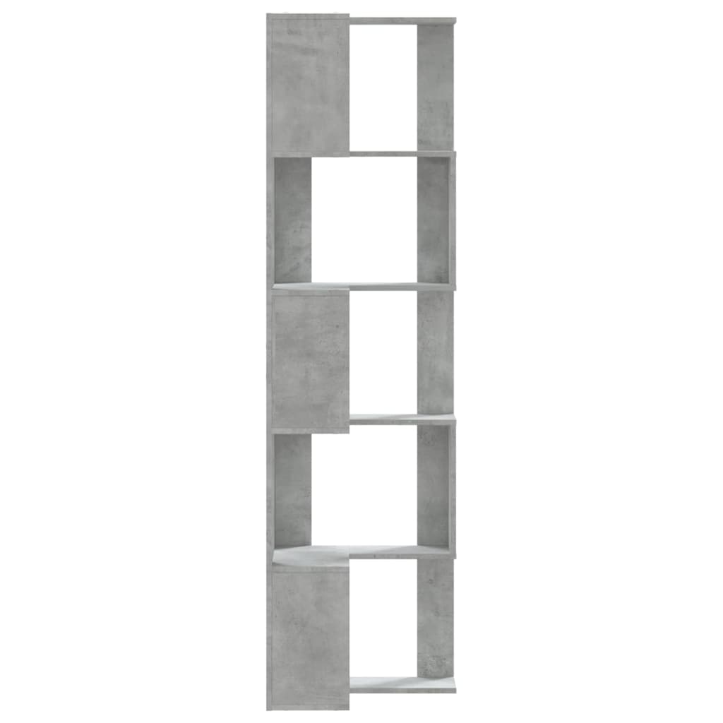 5 szintes betonszürke szerelt fa sarok könyvespolc 50x50x179 cm