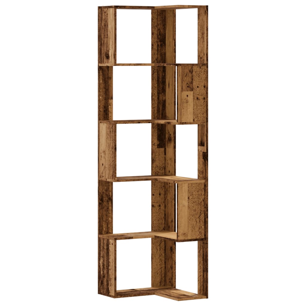5 szintes antik fa szerelt fa sarok könyvespolc 50 x 50 x 179cm