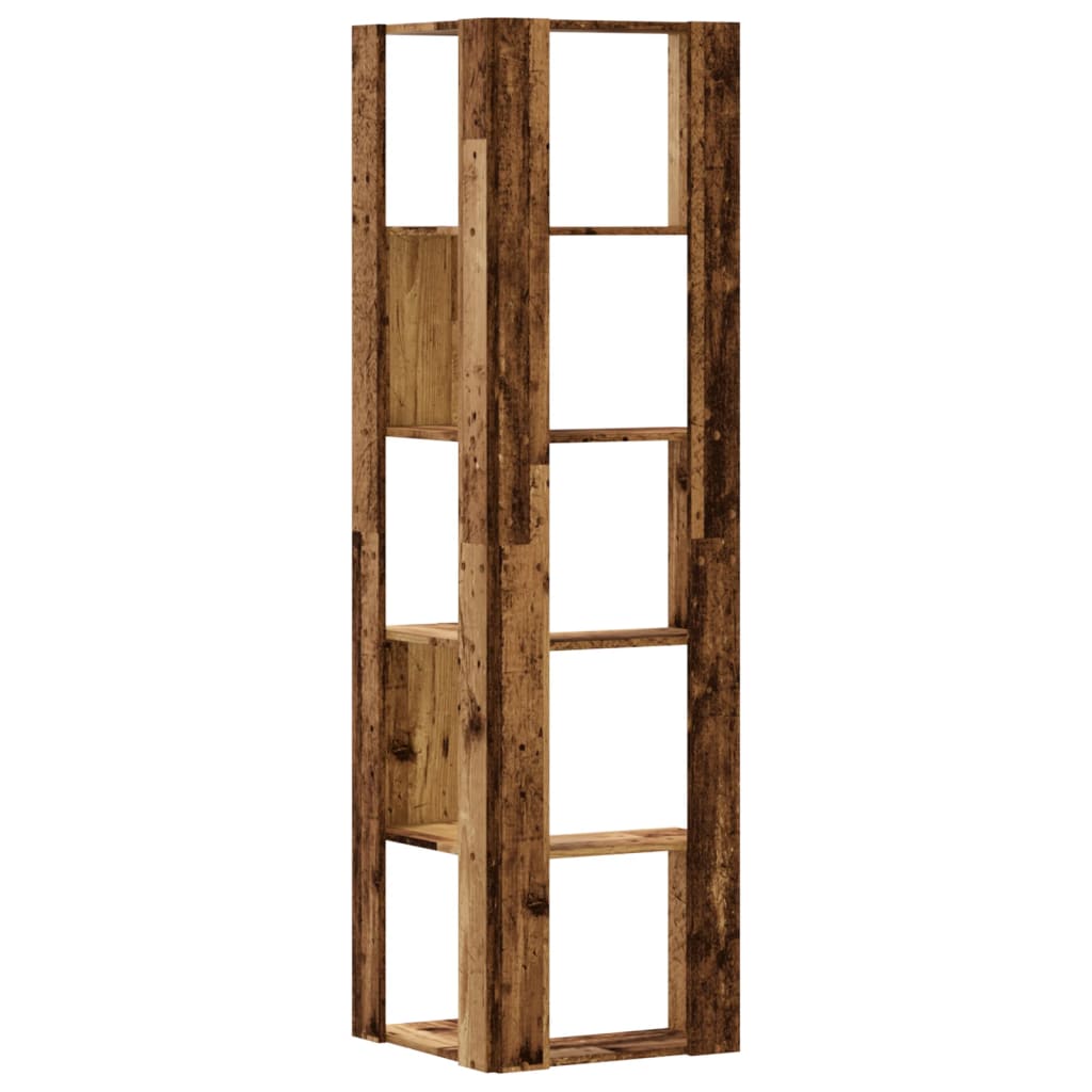 5 szintes antik fa szerelt fa sarok könyvespolc 50 x 50 x 179cm