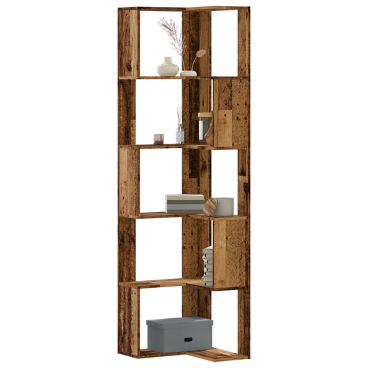 5 szintes antik fa szerelt fa sarok könyvespolc 50 x 50 x 179cm