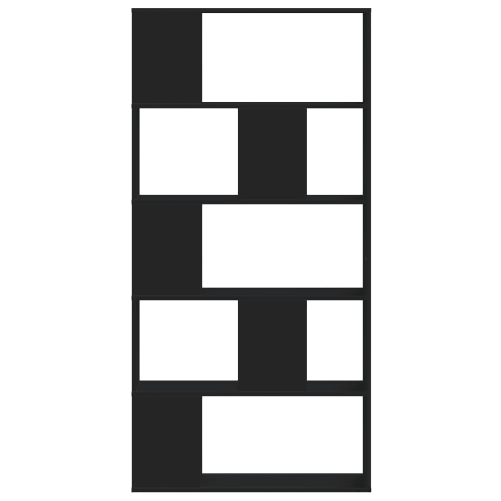 5 szintes fekete szerelt fa könyvespolc 80,5 x 23,5 x 162,5 cm