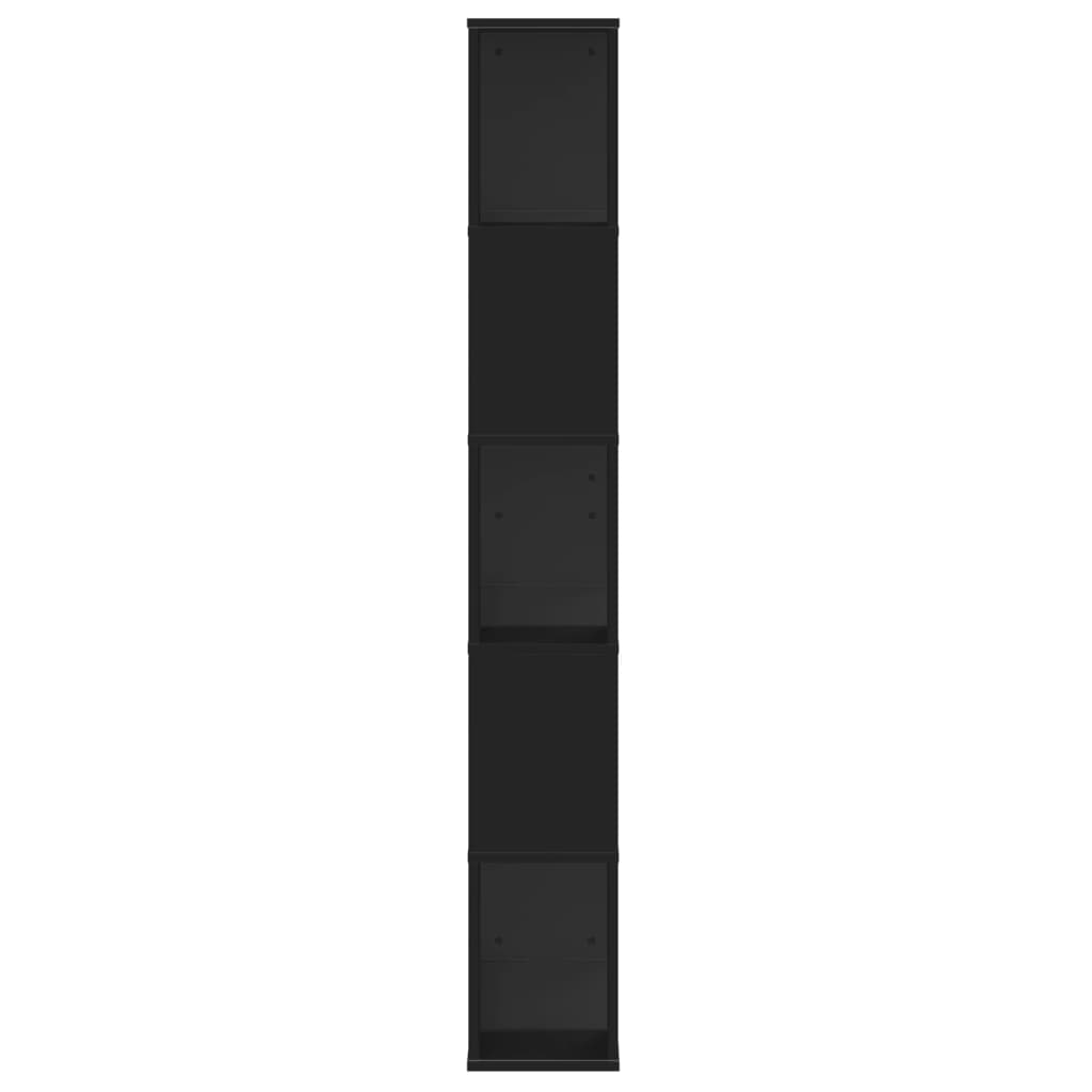 5 szintes fekete szerelt fa könyvespolc 80,5 x 23,5 x 162,5 cm