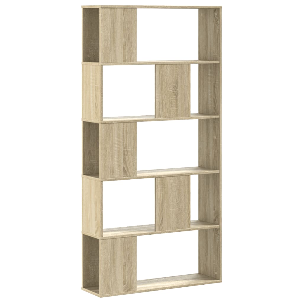 5 szintes sonoma tölgy színű fa könyvespolc 80,5x23,5x162,5 cm