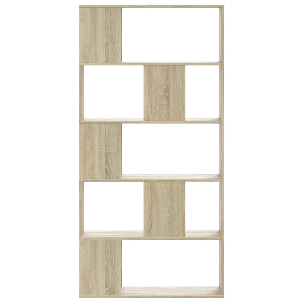 5 szintes sonoma tölgy színű fa könyvespolc 80,5x23,5x162,5 cm